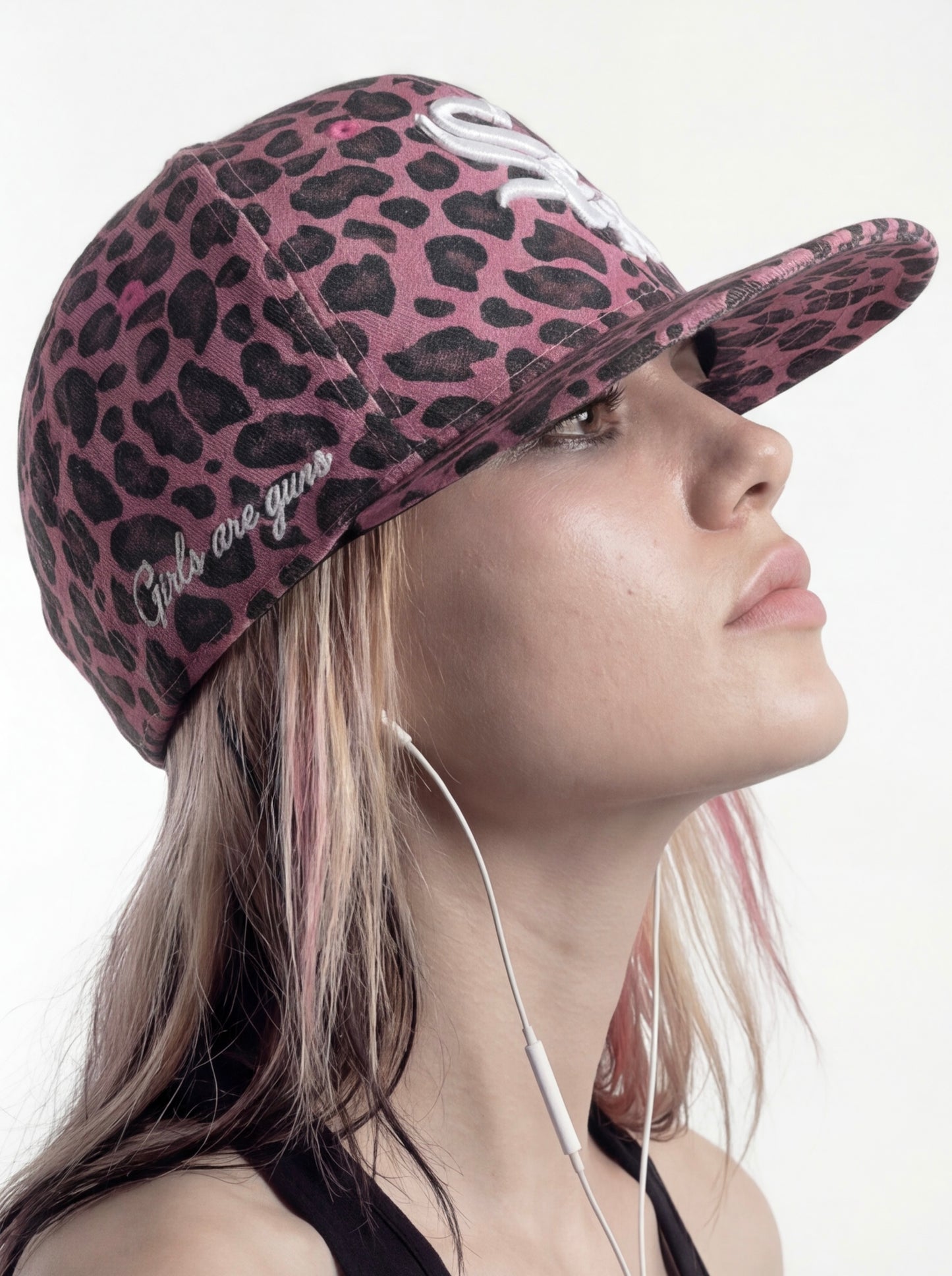 Leopard print flat brim hat
