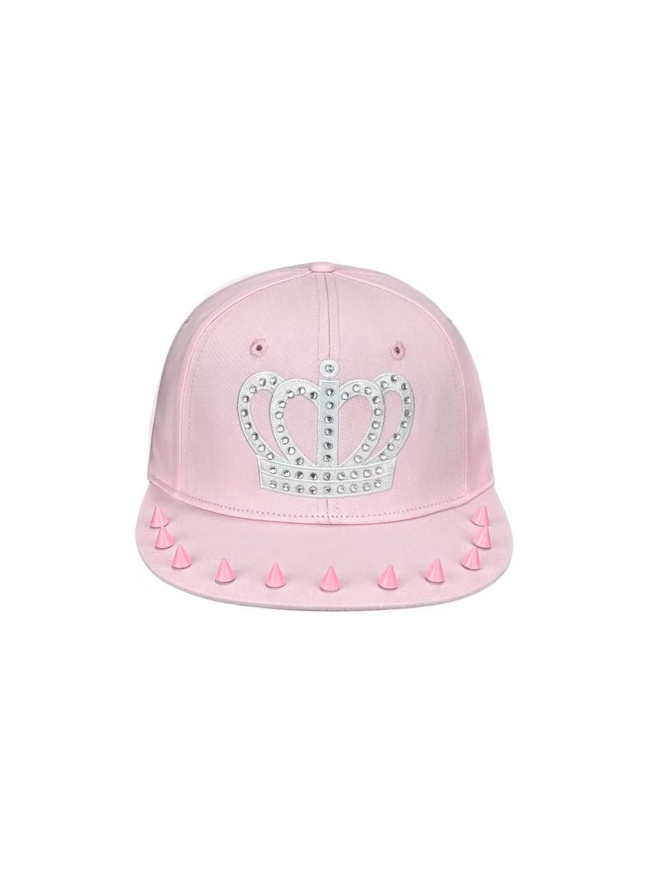 Diamond encrusted crown rivet flat-brimmed baseball cap