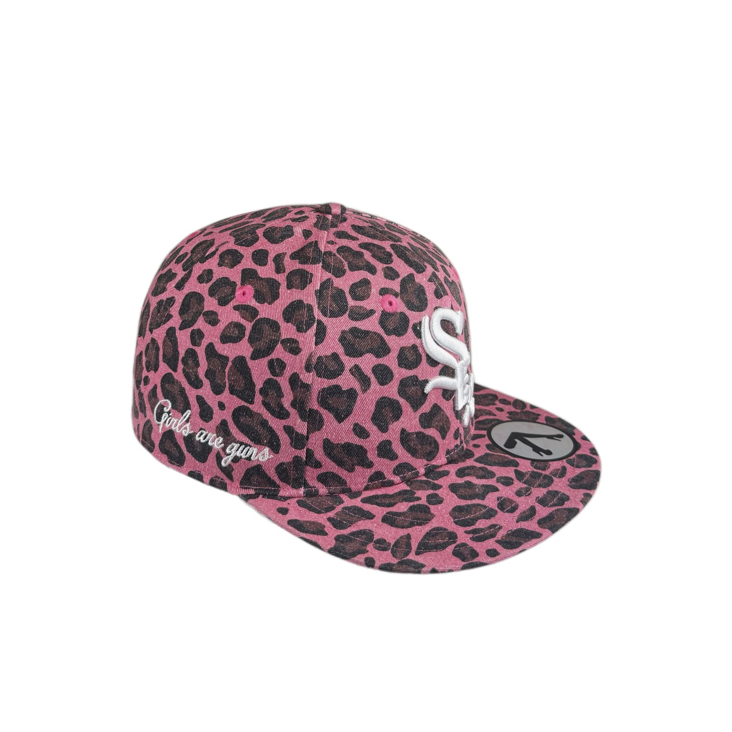 Leopard print flat brim hat