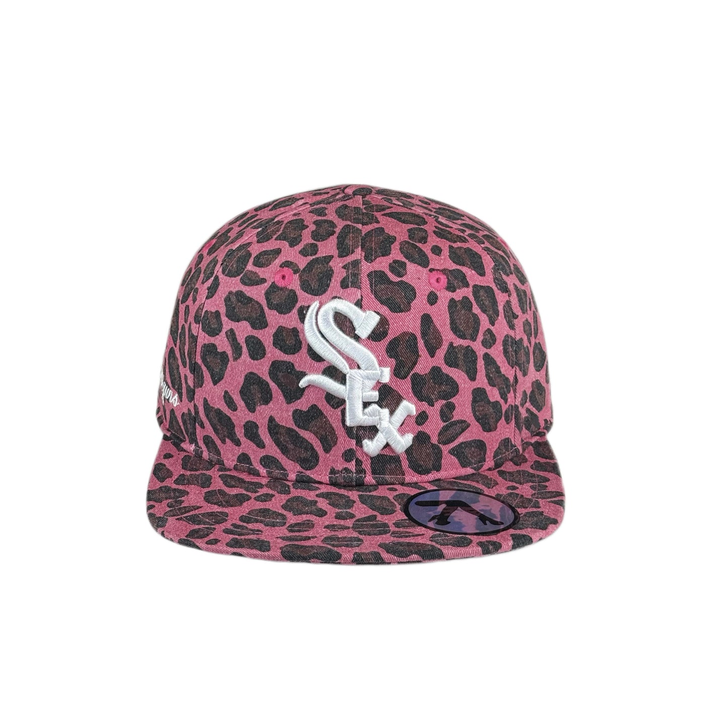 Leopard print flat brim hat