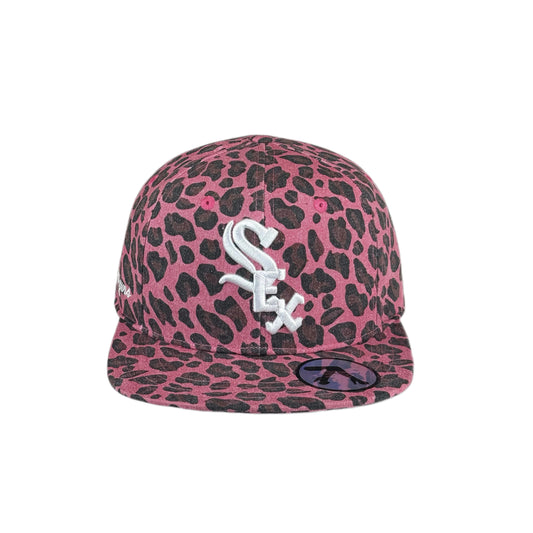 Leopard print flat brim hat