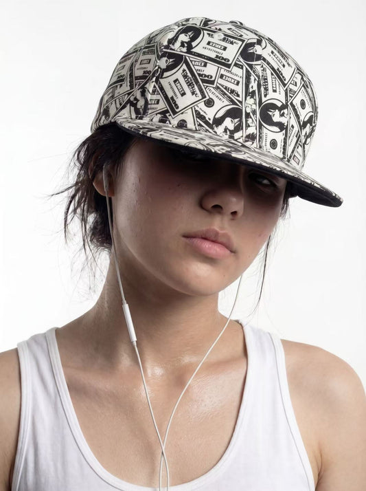 American dollar printed hat with size options