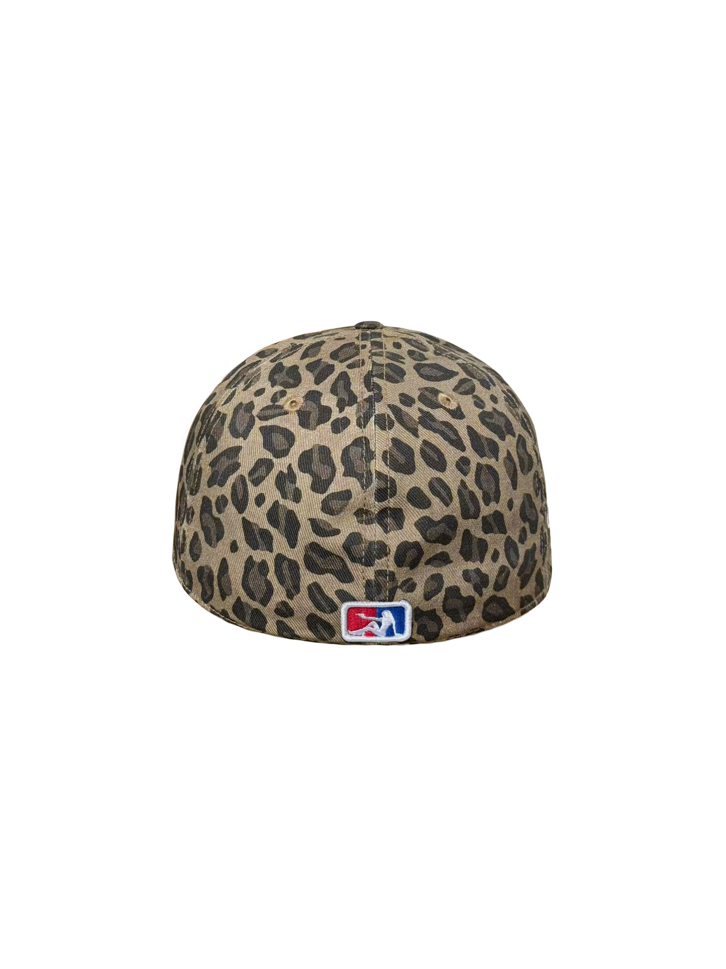 Brown leopard embroidered flat-brimmed hat