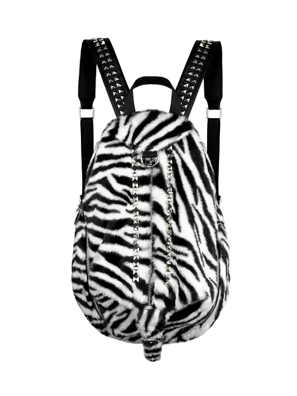 Rivet Fleece Zebra-Print Small Backpack