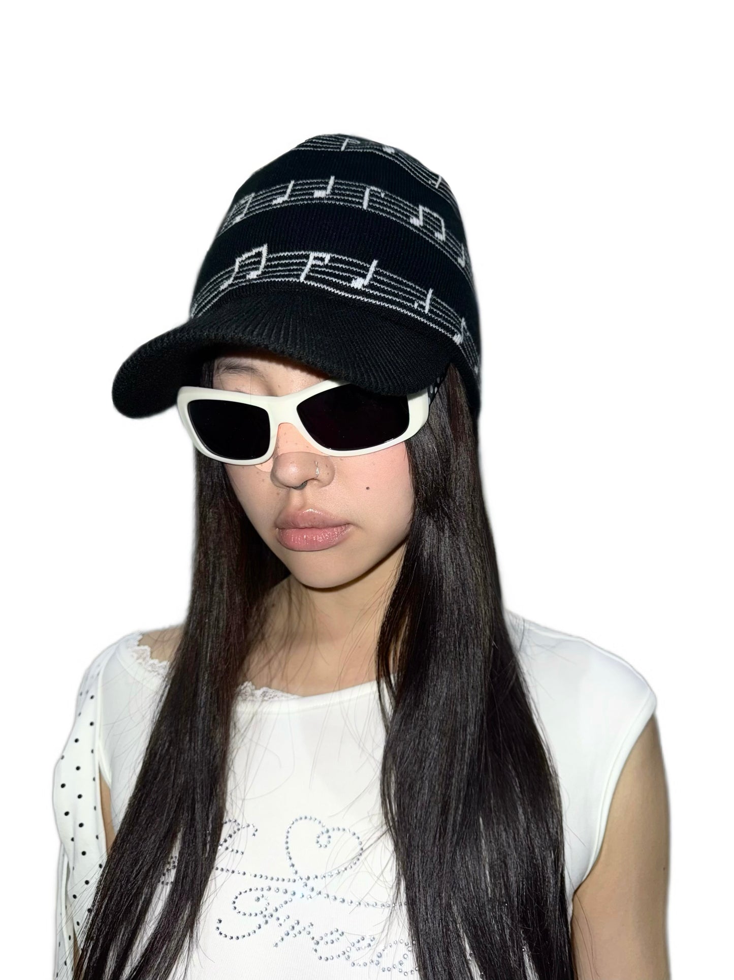 Musical note knitted hat