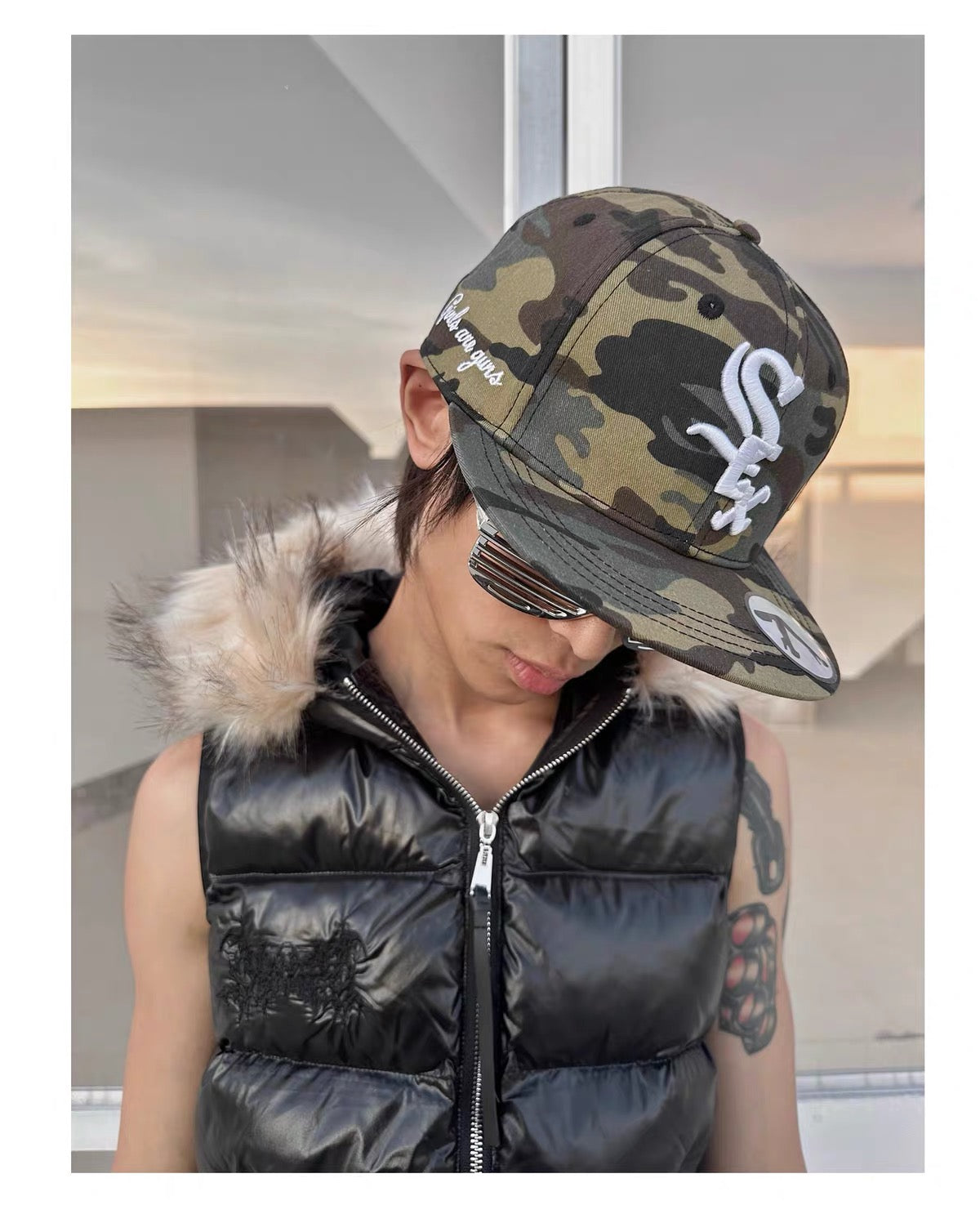 Camouflage flat cap